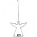 Floristik24 Portacandela con angelo, decorazione candela da appendere, metallo argento H20cm