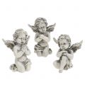 Floristik24 Figure di angelo grigio 9 cm 3 pezzi
