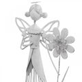 Floristik24 Decorazione primaverile, fata dei fiori come lanterna, decorazione da tavolo in metallo, elfo con fiore bianco H32,5cm