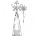 Floristik24 Decorazione primaverile, fata dei fiori come lanterna, decorazione da tavolo in metallo, elfo con fiore bianco H32,5cm