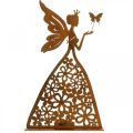 Floristik24 Elfo farfalla, decorazione da tavola primavera, portacandele, decorazione in metallo patina H32.5cm Ø5cm