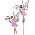Floristik24 Decorazione floreale, elfo da attaccare, decorazione primaverile, spina decorativa che balla natura fata, rosa 6pz