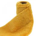 Floristik24 Nastro in pelliccia sintetica gialla per runner da tavola artigianale 15 × 150 cm