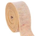 Floristik24 Nastro in feltro bicolore in pura lana, arancione/multicolore, largo 7,5 cm, lungo 5 m.
