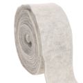 Floristik24 Nastro in feltro bicolore, bianco/grigio, realizzato al 100% in lana, largo 7,5 cm e lungo 5 m.