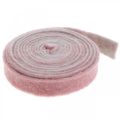 Floristik24 Cerniera a vaso, nastro decorativo feltro di lana rosa antico / grigio L 4,5 cm L 5 m