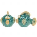 Floristik24 Pesce decorativo blu, pesce in ceramica, pesce in ceramica, marittimo L7cm 8 pezzi