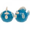 Floristik24 Pesce in ceramica, marittimo, pesce decorativo blu L11,5 4pz