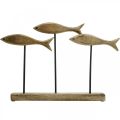 Floristik24 Decoro marittimo, scultura decorativa, pesce in legno su supporto, colore naturale, nero H30cm L45cm