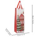 Sacchetto regalo con bottiglia, casetta di Natale e albero di Natale, 36 cm, 2 pezzi | Floristik24.it