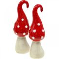Floristik24 Funghi decorativi in ceramica fungo rosso bianco Ø5cm H15.5cm 2pz