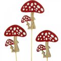 Floristik24 Funghi in legno, decorazione a fungo, autunno, spine di fiori H7cm L34cm 18 pezzi