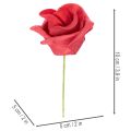 Rosa artificiale rossa con stelo, 5 cm, 100 pezzi | Floristik24.it