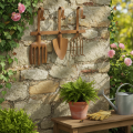 Gancio appendiabiti per attrezzi da giardino, decorazioni da giardino, rastrello, vanga e zappa; appendiabiti in metallo arrugginito, lunghezza 33,5 cm. | Floristik24.it