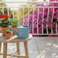 Annaffiatoio decorativo in metallo blu, 28x13x17 cm, 1,25 l, per giardino e balcone. | Floristik24.it