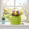 Teiera decorativa in metallo, verde mela - vaso da fiori - Ø20cm H15cm - versatile decorazione da giardino e idea regalo | Floristik24.it