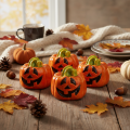 Statuetta decorativa in ceramica a forma di zucca per l'autunno e Halloween, 8 cm | Floristik24.it