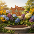 Paletto da giardino con motivo a zucca, decorazione in metallo, finitura ruggine, 100 cm | Floristik24.it