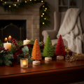 Albero di Natale artificiale con base in legno, piccolo, 16 cm, 6 pezzi | Floristik24.it