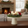 Vassoio decorativo rotondo color crema, 30 cm, con supporto, per la decorazione della tavola. | Floristik24.it