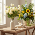 Fiore di crisantemo artificiale, mazzo bianco crema, ramo decorativo, grande 56 cm, 4 pezzi | Floristik24.it