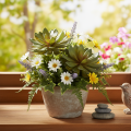 Piante grasse artificiali decorative, verdi, 18 cm, 3 pezzi | Floristik24.it