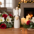 Statuetta di angelo con decorazione a cuore, color bianco crema, 23 cm | Floristik24.it