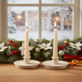 Portacandele rotondi color crema per candele affusolate, decorazione da tavola, 10 cm, 2 pezzi | Floristik24.it