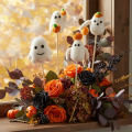 Statuine di fantasmi su bastoncini di legno, decorazione di Halloween, 54 cm, 8 pezzi | Floristik24.it