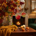 Decorazione autunnale a forma di mela in ceramica da appendere, 5 cm, 4 pezzi | Floristik24.it