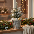 Fioriera in metallo con alberelli glitterati, 13 cm | Floristik24.it
