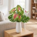 Pianta artificiale caladium a sei foglie verde/rosa artificiale come vera! | Floristik24.it