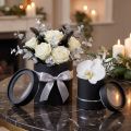 Fioriera rotonda in cartone nero, argento Ø10/12 cm set da 2 | Floristik24.it