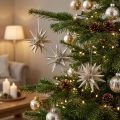Stelle con mica champagne 11,5 cm 4 pz | Floristik24.it