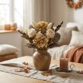 Bouquet di fiori artificiali, rosa, ortensia, aspetto secco, decorazione vintage, 38 cm | Floristik24.it