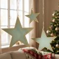 Stelle in legno per appendere la decorazione della finestra oro menta 12/20/26 cm set da 3 | Floristik24.it