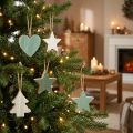 Addobbi natalizie Cuore Albero Stella Legno Verde 4,5cm 9pz | Floristik24.it