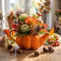 Brocca per piantare decorazioni di zucca arancione/giallo-verde Ø13cm | Floristik24.it