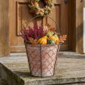 Cesto portavaso in ceramica con manico in metallo marrone Ø18cm | Floristik24.it