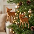 Figura decorativa renna giovane marrone 7,5 cm floccata 2 pezzi | Floristik24.it