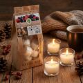 Candele profumate, tea light bacche rosse, tea light profumate, candele di cera Ø3,8 cm H2,3 cm bianco 18 pezzi | Floristik24.it