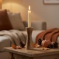 Portacandele a bastone candeliere in legno naturale Ø6cm H20cm | Floristik24.it