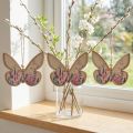 Decorazione in legno a forma di farfalla, appendino in lino 11,5x9,5cm 6 pezzi | Floristik24.it