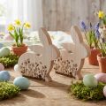 Coniglio Seduto in Legno Motivo Floreale Bianco Naturale 24×24 cm 2 pz | Floristik24.it