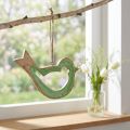 Appendino decorativo in legno decorazione uccello verde naturale 15,5x1,5x16 cm | Floristik24.it