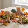 Funghi in legno funghi decorativi decorazione autunnale legno assortiti 11×7,5 cm 3 pz | Floristik24.it