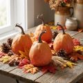 Zucca decorativa per decorazione giallo arancio Ø9cm 4 pz | Floristik24.it
