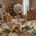 Albero decorativo in legno decorazione invernale ghiande di betulla coni bianchi H40cm | Floristik24.it