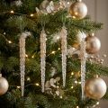 Ghiaccioli decorativi per appendere glitter champagne 14,5 cm 4 pezzi | Floristik24.it
