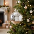 Palla di Natale in plastica piccola Ø14cm argento | Floristik24.it